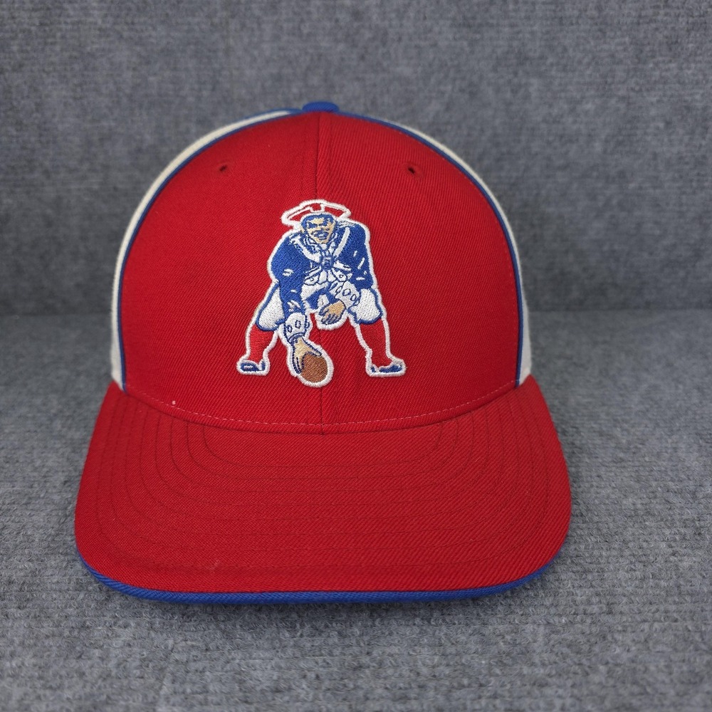 New England Patriots Hat Cap Fitted Mens 7 5/8 Red NFL Football Throwback Reebok